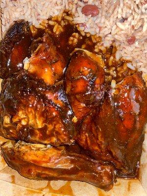 Jerk chicken with Rice & peas