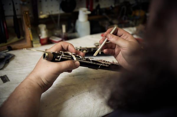 Ed works on a lot of oboes.