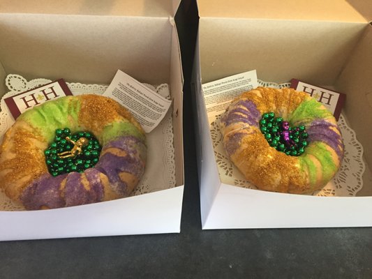 King Cakes are made and sold through Mardi Gras or until the last day (Fat Tuesday)