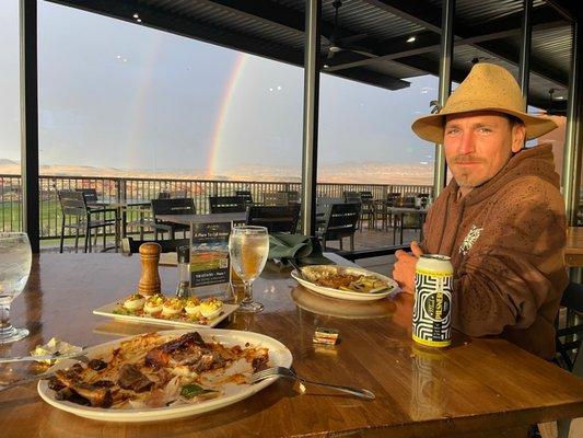 Pork Ribs and Mash Potatoes, Trout and great views!