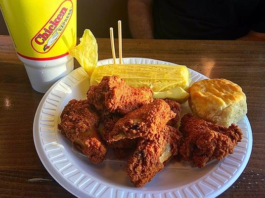 Hot wings are unique and superb!  Coating/batter is crispy with the perfect amount of heat.