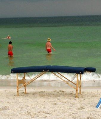 My massage table on the beach in Florida...