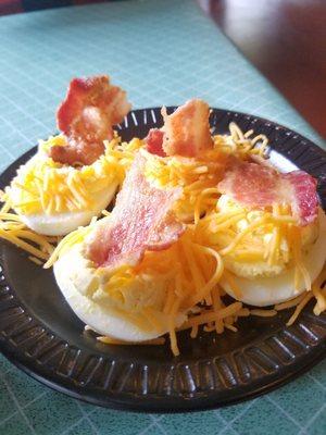 Bacon and cheddar deviled eggs