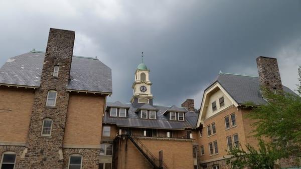 Gloomy day and the clock tower at the Retreat