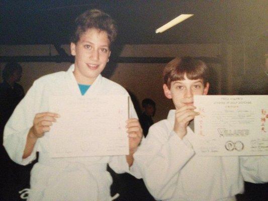 30 years ago getting our Yellow Belts at Holliston Villari's self defense.