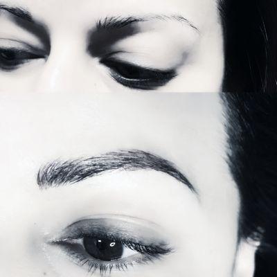 3D brow micro blading tattoo              Before & After