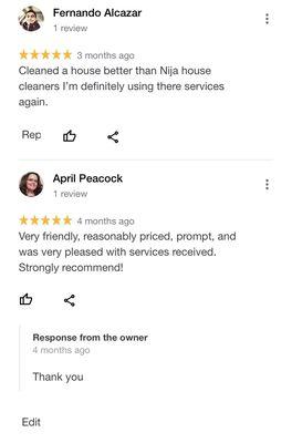 Reviews on Google!