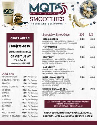 Smoothie Menu 1/2