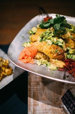 Crusted chicken with citrus and avocado, perfect for a summer wedding! (Photo by Kat Bevel)