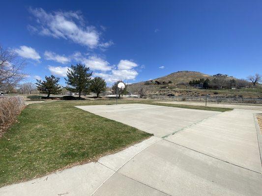 Basketball and volleyball ball courts.