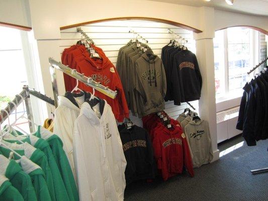 Photos of the Ship's Store at Wawasee Boat Company with Lake Wawasee Apparel and more.