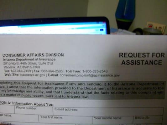 Gilbert, Arizona office now on file as using BAD FAITH INSURANCE PRACTICES.