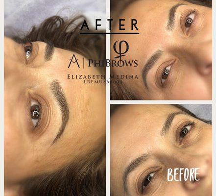 Microblading to add fullness and a natural fluff