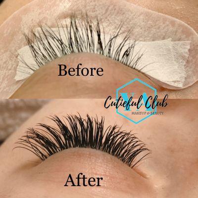 Before and After ~ Natural Classic full set eyelash extensions