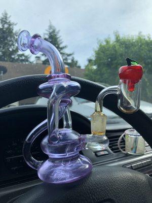 Purple recycler, spinner banger, apple carb cap