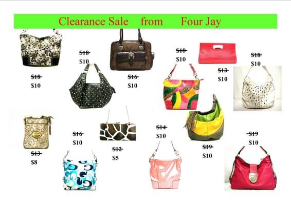 Clearance under $10 bags..check out our website..