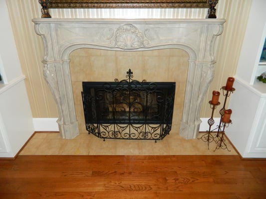 faux stone fireplace