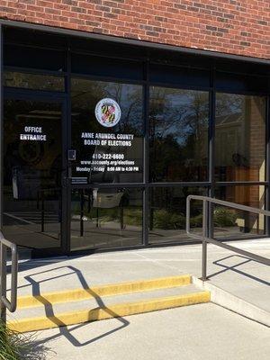 Anne Arundel County Board of Elections entrance door.