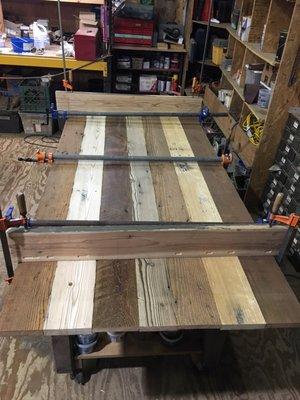 Barn door, mid-process.