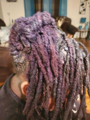 Locs color retwist and style