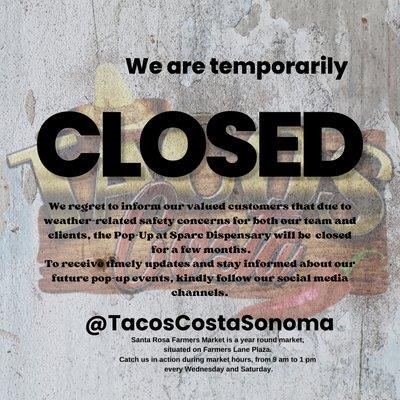 Our pop-up at Sparc Dispensary in Sonoma   Is temporarily closed        As    Nov/12/2023