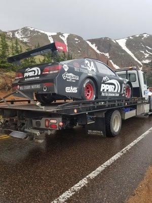 Advanced Towing the official tow company for the Pikes Peak Hill Climb.