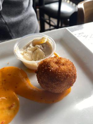 Sauerkraut balls with horsey dip