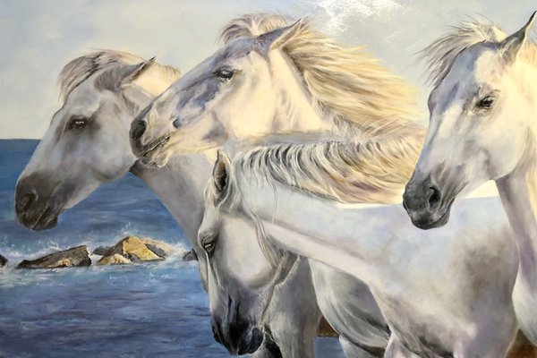 Camargue horse painting