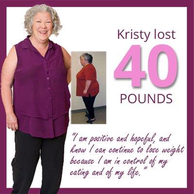 Kristy lost 40 pounds and quit binge eating with our Nutrition 4 Weight Loss Program.