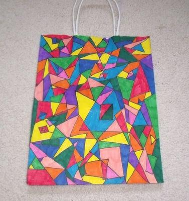 Coloring one of their plain bags: Front