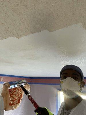 Popcorn ceiling removal!