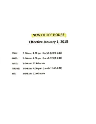 New Hours 2015