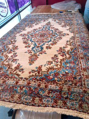 46 year old heirloom rug after cleaning and repair by Von Hughes