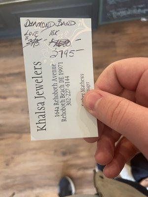 Scratched out quote, asking $1195 the next day when we coordinated a return to the store