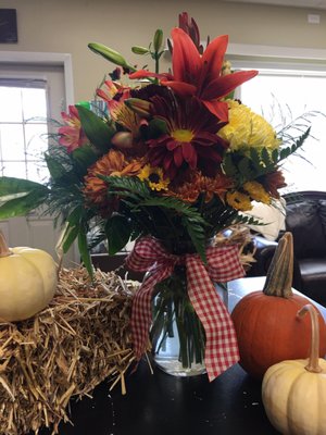 Beautiful Fall arrangement for a birthday