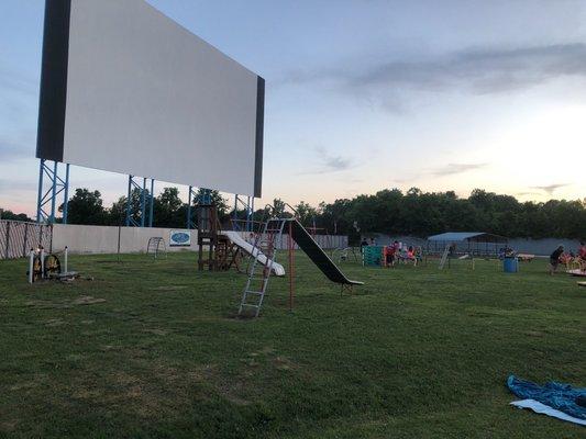 The park and screen just before dark.