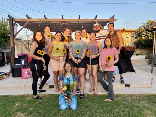 Private yoga event in student's backyard