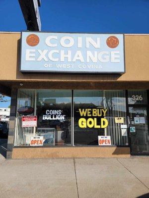 Coin Exchange of West Covina storefront. Easy parking up front. Coin appraisals in the strictest confidence. We buy gold and silver.