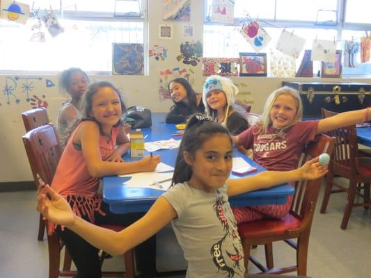 A group of girls working on a project in our Art Room.