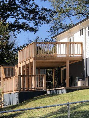 Double decker pressure treated deck