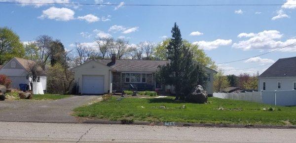 My house after the maple and Rose of Sharon were removed (but before they ground down the stumps and cleaned up!)