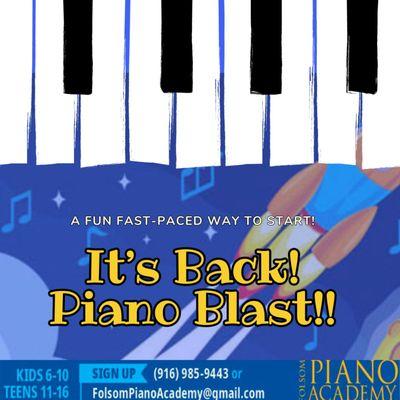 DON'T MISS OUT! SPOTS GOING FAST!! A fun, fast-paced approach to music. Click ere for more info & to register https://www.folsompianoacademy