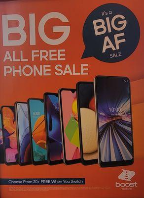 Big AF with 20+ free phone to choose fromwhen switching to Boost mobile