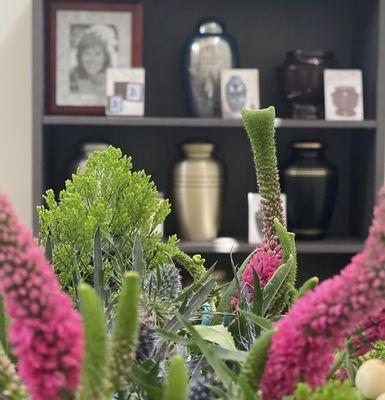 URN SHELF LOCATED INSIDE OUR OFFICE