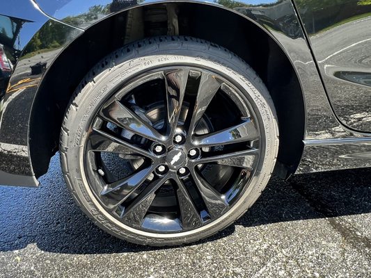 Freshly cleaned Chevy Cruze RS wheels.