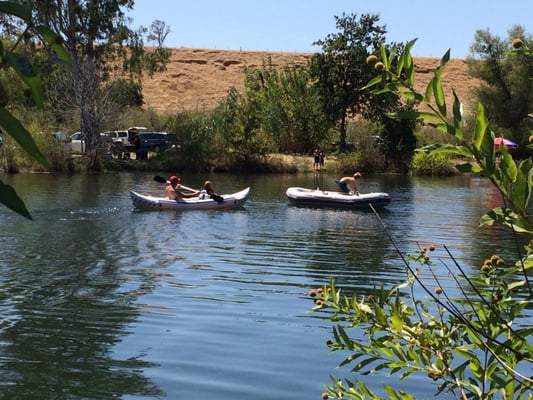 The kids were floating in the inlet.