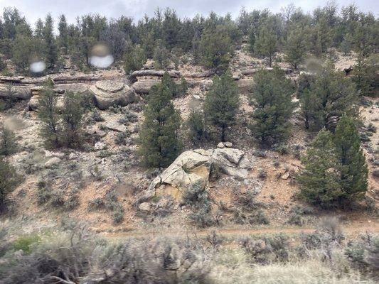 The rock struck by lightning.