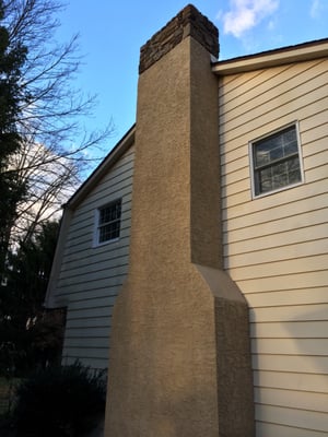 Chester Springs. Stone and stucco chimney