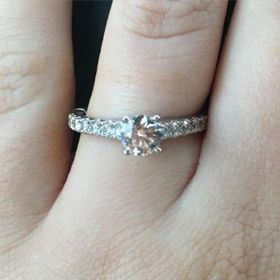 Here is a photo of my wedding ring! It is so clear, and so sparkly! The quality of the diamonds at this store are immaculate!