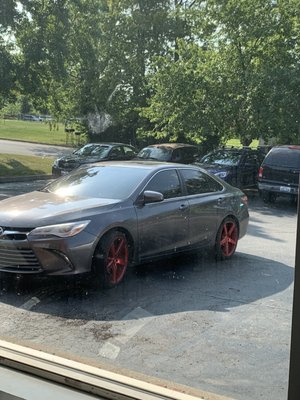 Custom rims on a customers car